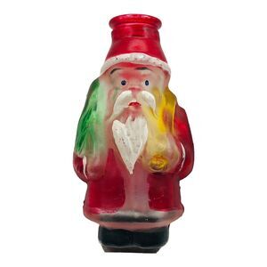 VTG Frosted Glass Santa Claus Holding Tree Old World Christmas Light Bulb Cover